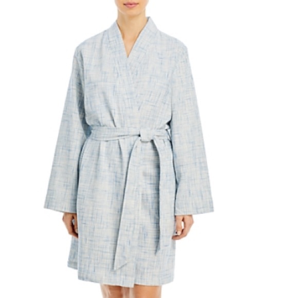 Hudson Park Collection Strié Print Waffle Bathrobe in Blue Size L/XL New w/Tag - Picture 6 of 6